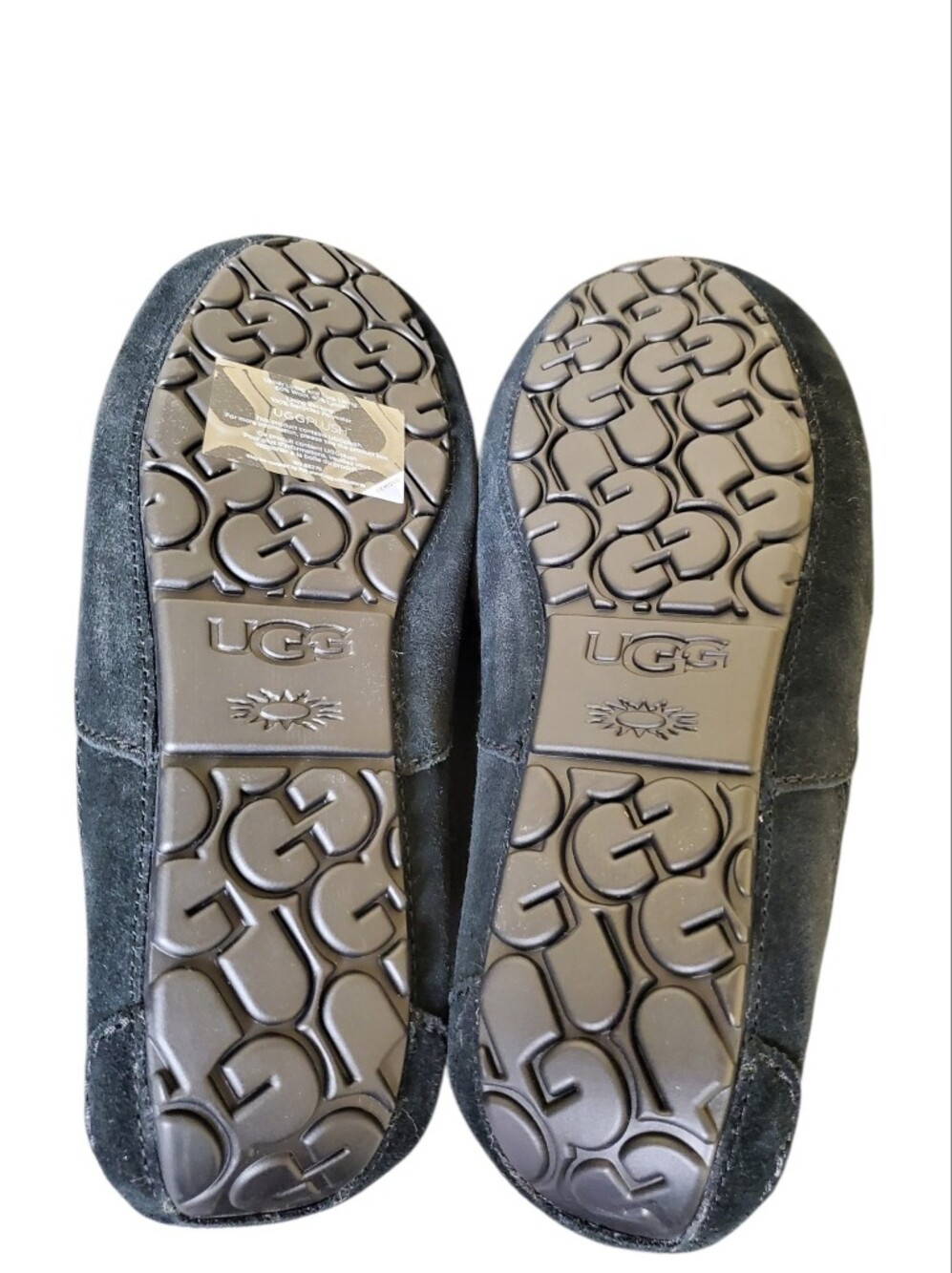 UGG Ascot Black Full Grain Suede Upcycled Wool Lining Slippers New Men's 9 - Picture 8 of 9